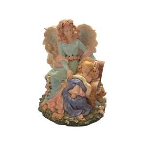 Vintage Angel & Child Music Box with Teddy Bear Decor Grandmacore  Celestial